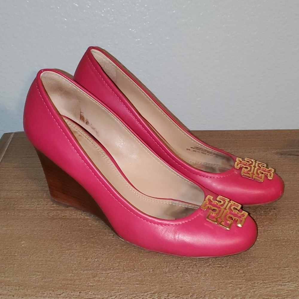 Hot Pink Tory Burch Wedges